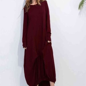 Maxi Sweatshirt Dress Long Sleeve Round Neck Casual - image 4