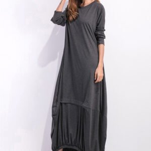 Maxi Sweatshirt Dress Long Sleeve Round Neck Casual - image 6