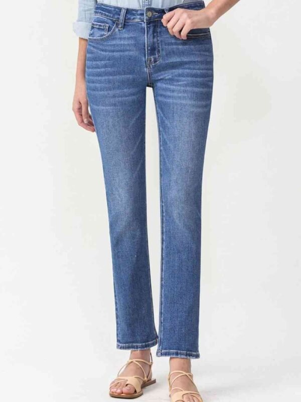 Midrise Slim Ankle Straight Jeans — Classic Medium Wash - alternate view
