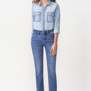 Midrise Slim Ankle Straight Jeans — Classic Medium Wash - image 6