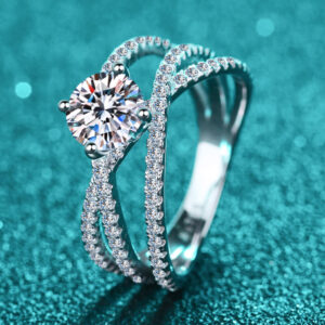 Moissanite Crisscross Ring with Zircon Accents — Mediterranean Sparkle - image 2