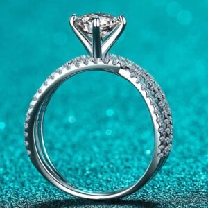 Moissanite Crisscross Ring with Zircon Accents — Mediterranean Sparkle - image 3