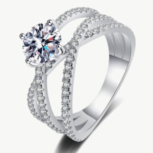 Moissanite Crisscross Ring with Zircon Accents — Mediterranean Sparkle - image 5