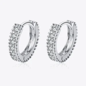 Moissanite Huggie Earrings Sterling Silver - Dainty Resort Sparkle - image 2