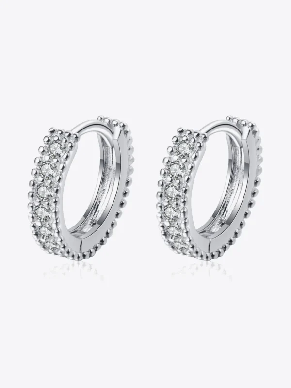 Moissanite Huggie Earrings Sterling Silver - Dainty Resort Sparkle - alternate view
