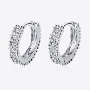 Moissanite Huggie Earrings Sterling Silver - Dainty Resort Sparkle - image 3