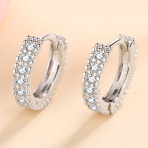 Moissanite Huggie Earrings Sterling Silver - Dainty Resort Sparkle - image 5