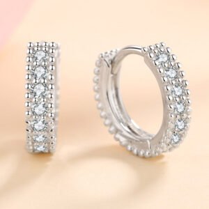 Moissanite Huggie Earrings Sterling Silver - Dainty Resort Sparkle - image 6