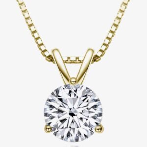 Moissanite Solitaire Necklace with Sterling Silver Chain - image 2