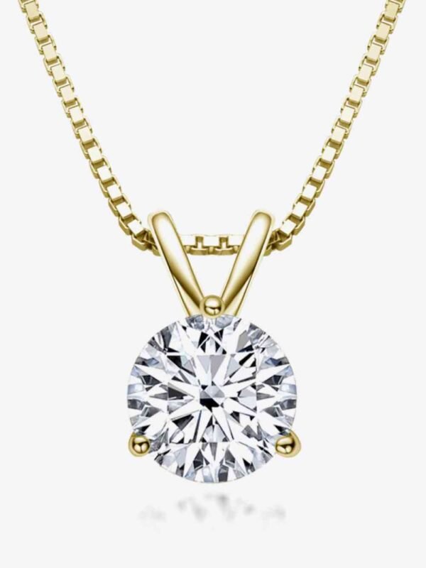 Moissanite Solitaire Necklace with Sterling Silver Chain - alternate view