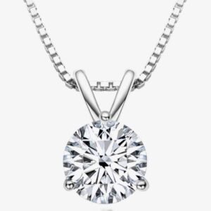 Moissanite Solitaire Necklace with Sterling Silver Chain - image 3
