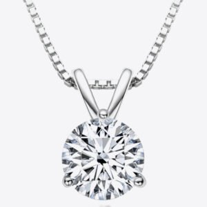 Moissanite Solitaire Necklace with Sterling Silver Chain - image 4