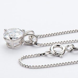 Moissanite Solitaire Necklace with Sterling Silver Chain - image 6