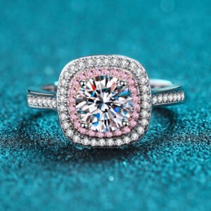 Moissanite Solitaire Ring Sterling Silver Pink Stone - image 4