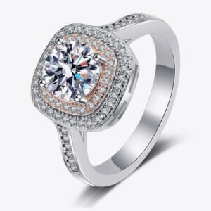 Moissanite Solitaire Ring Sterling Silver Pink Stone - image 5
