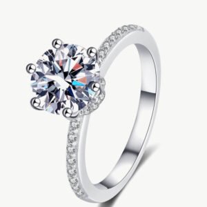 Moissanite Solitaire Ring with Zircon Accents – - image 2