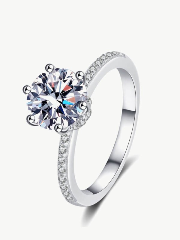 Moissanite Solitaire Ring with Zircon Accents – - alternate view