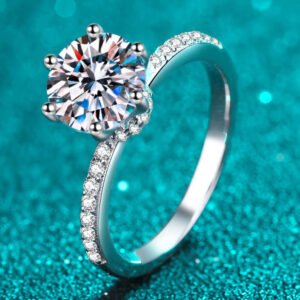 Moissanite Solitaire Ring with Zircon Accents – - image 3