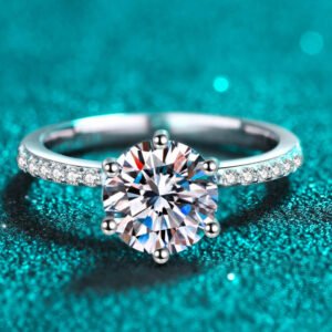 Moissanite Solitaire Ring with Zircon Accents – - image 4