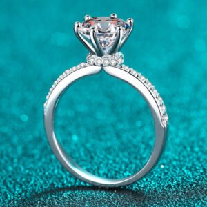 Moissanite Solitaire Ring with Zircon Accents – - image 5