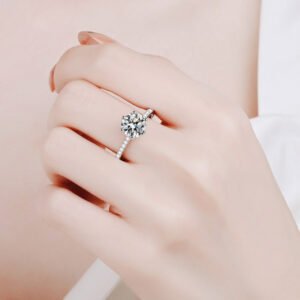 Moissanite Solitaire Ring with Zircon Accents – - image 6