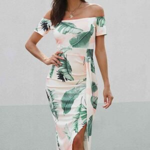 Off-Shoulder Midi Dress with Slit for Resort Vacations - image 3
