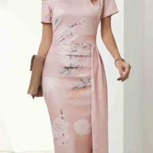 Off-Shoulder Midi Dress with Slit for Resort Vacations - image 4