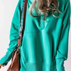Dropped Shoulder Hoodie with Snap Neck for Coastal Breezes - image 2