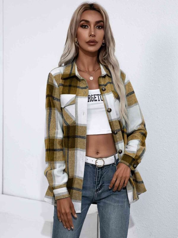 Plaid Button-Up Flannel Shirt — Cozy Mediterranean Outerwear - alternate view