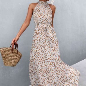 Printed Maxi Dress with Tie Waist – Mediterranean Resort Style - image 2