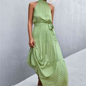 Printed Maxi Dress with Tie Waist – Mediterranean Resort Style - image 4