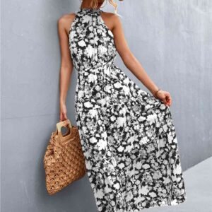 Printed Maxi Dress with Tie Waist – Mediterranean Resort Style - image 6