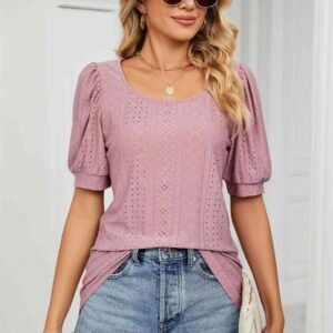 Puff Sleeve Eyelet Top — Resort Style for Sunny Days - image 3