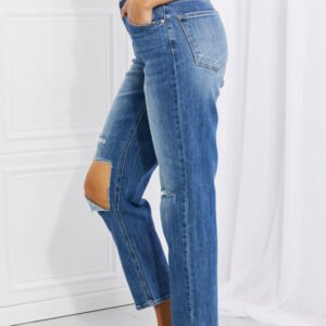 Relaxed High Rise Jeans with Distressed Knees – Coastal Chic - image 5