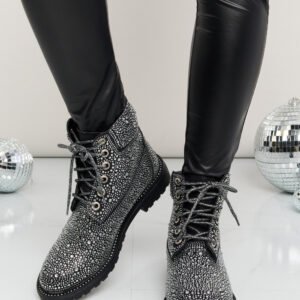 Rhinestone Combat Boots with Platform Heel for Resort Style - image 3