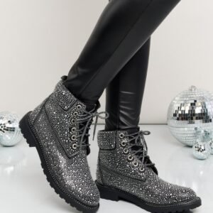 Rhinestone Combat Boots with Platform Heel for Resort Style - image 4