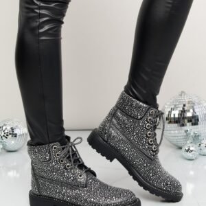 Rhinestone Combat Boots with Platform Heel for Resort Style - image 5