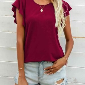 Butterfly Sleeve Top with Round Neck for Resort Style - image 2