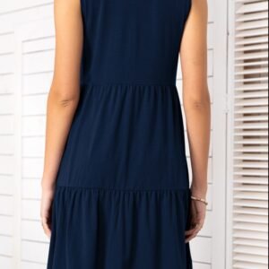 Scoop Neck Sleeveless Tiered Dress with Buttons – Mediterranean Style - image 5