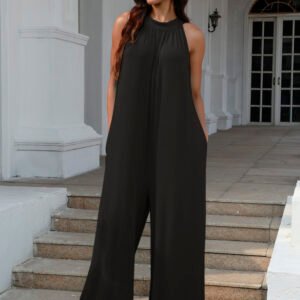 Sleeveless Tie-Back Jumpsuit with Cutouts – Resort Style - image 6