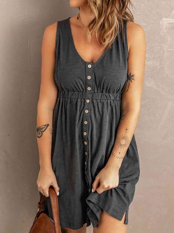 Sleeveless V-Neck Mini Dress with Pockets for Resort Days - alternate view