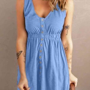 Sleeveless V-Neck Mini Dress with Pockets for Resort Days - image 3
