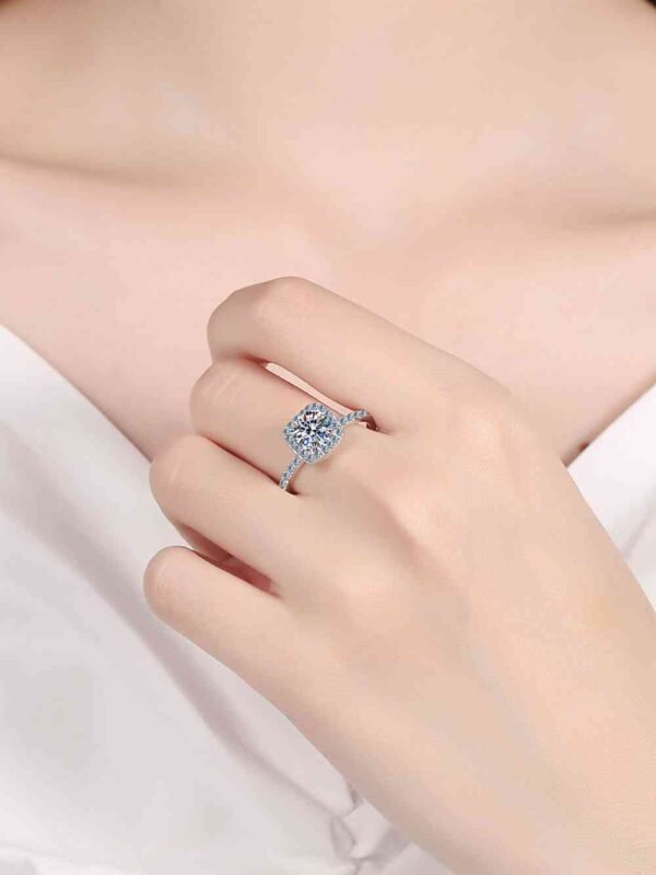 Square Moissanite Sterling Silver Ring for Women - alternate view