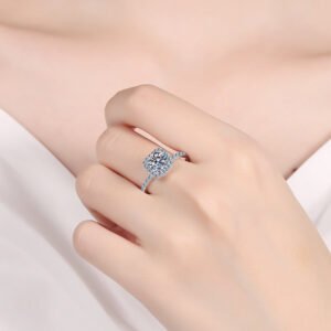 Square Moissanite Sterling Silver Ring for Women - image 3