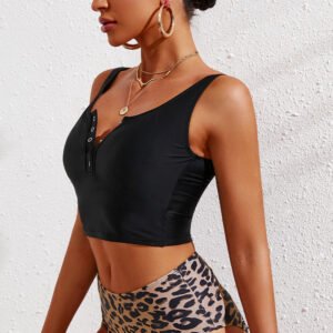 Square Neck Tankini Set with Half-Snap Detail - image 6