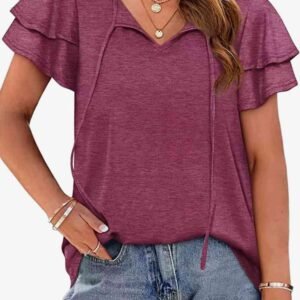 Tie-Neck Flutter Sleeve Blouse for Coastal Getaways - image 2