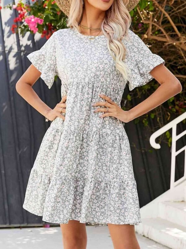 Tiered Flounce Sleeve Dress – Casual Mediterranean Style - alternate view