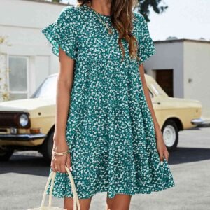 Tiered Flounce Sleeve Dress – Casual Mediterranean Style - image 4