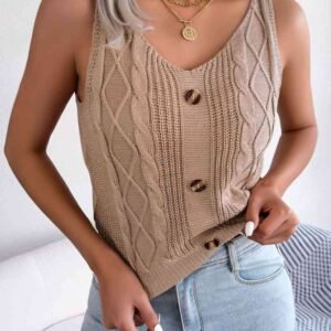V-Neck Cable Knit Tank Top — Resort Style - image 4