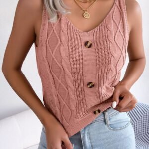 V-Neck Cable Knit Tank Top — Resort Style - image 5